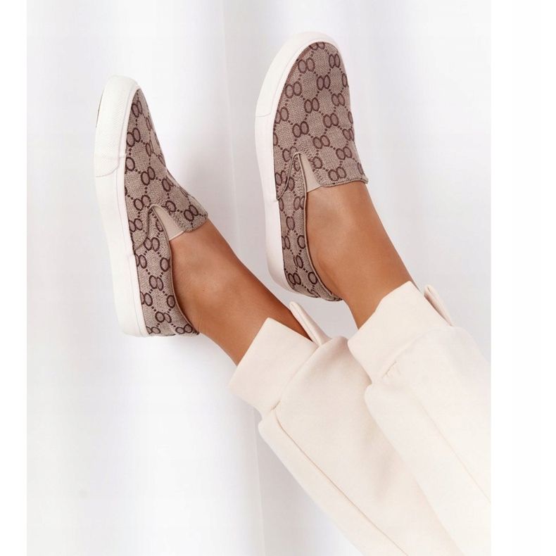 Adidași logați pentru femei Slip-On Khaki Challenge maro 1