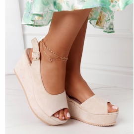 Sandale cu piele de piele de căprioară bej Party Time 1