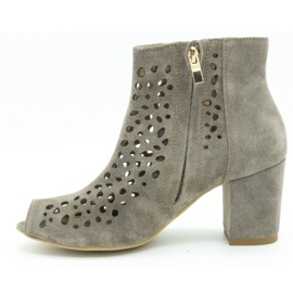 Exousite Cizme de piele ajurată pentru femei 1184 gri 1