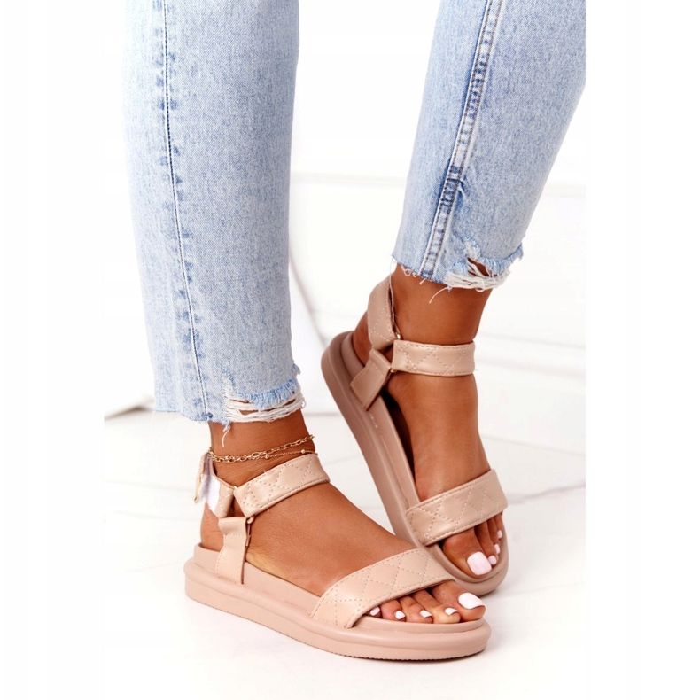 SEA Sandale cu platformă cu matlasare bej CK197P Întoarce-te 3