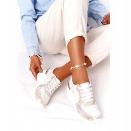 Tenisi din piele cu piele S.Barski 82105 Alb-Auriu bej de aur 5