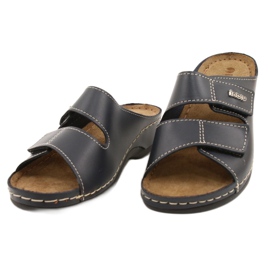 Inblu papuci din piele pentru femei 158d106 Navy Blue albastru 1