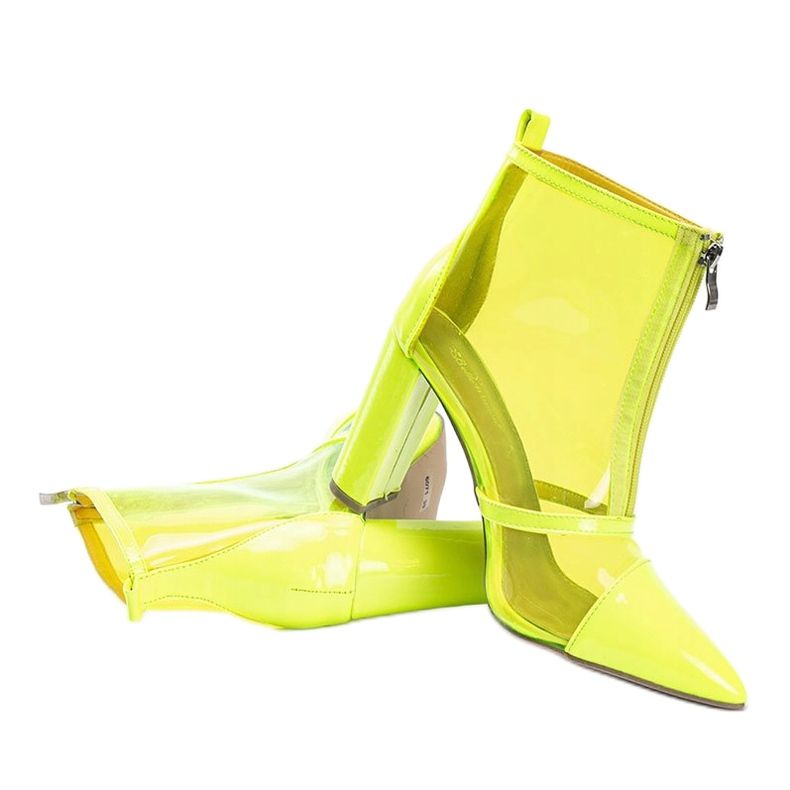 Cizme pe stâlp cu partea superioară transparentă Kiki galben 1