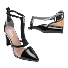 Cizme pe stâlp cu partea superioară transparentă Kiki negru 2