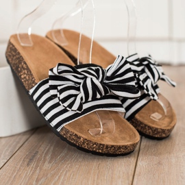 SHELOVET Papuci cu dungi la modă alb negru 2