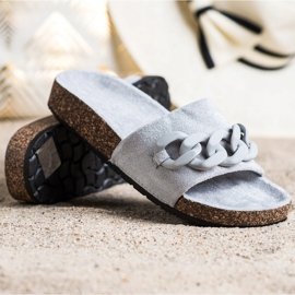 SHELOVET Papuci la modă cu ornament gri 1