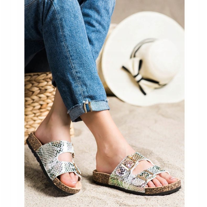 SHELOVET Papuci cu efect Holo argint gri multicolor 1