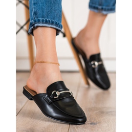 SHELOVET Papuci eleganti cu ornament negru 2