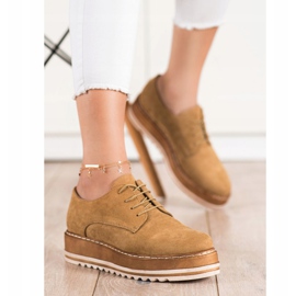 Corina Pantofi din piele de căprioară pe platformă maro 2