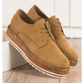 Corina Pantofi din piele de căprioară pe platformă maro 1