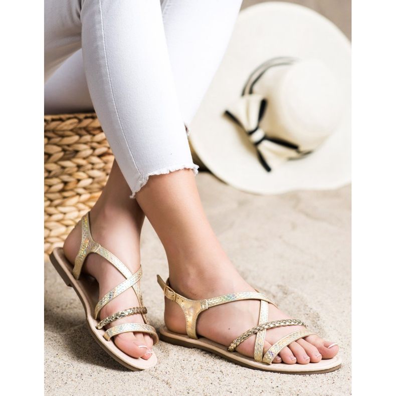 Sandale cu piele ecologică VINCEZA de aur 2