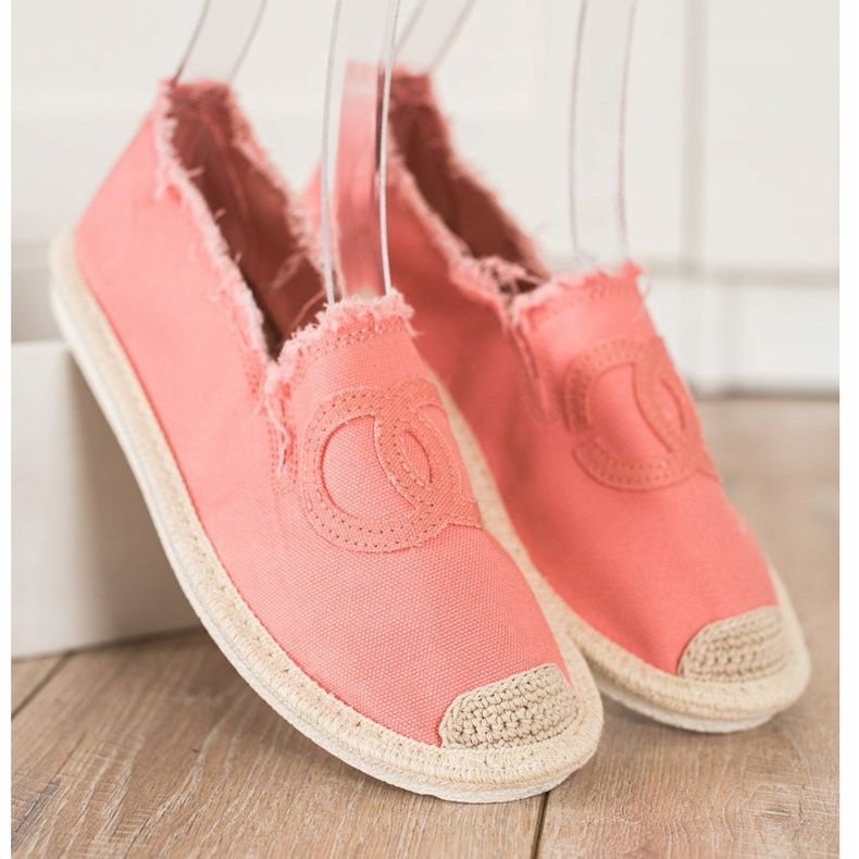 SHELOVET Espadrile textile roz 1