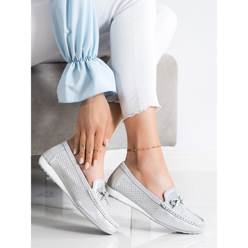 Goodin Pantofi din piele cu arc argint gri 1