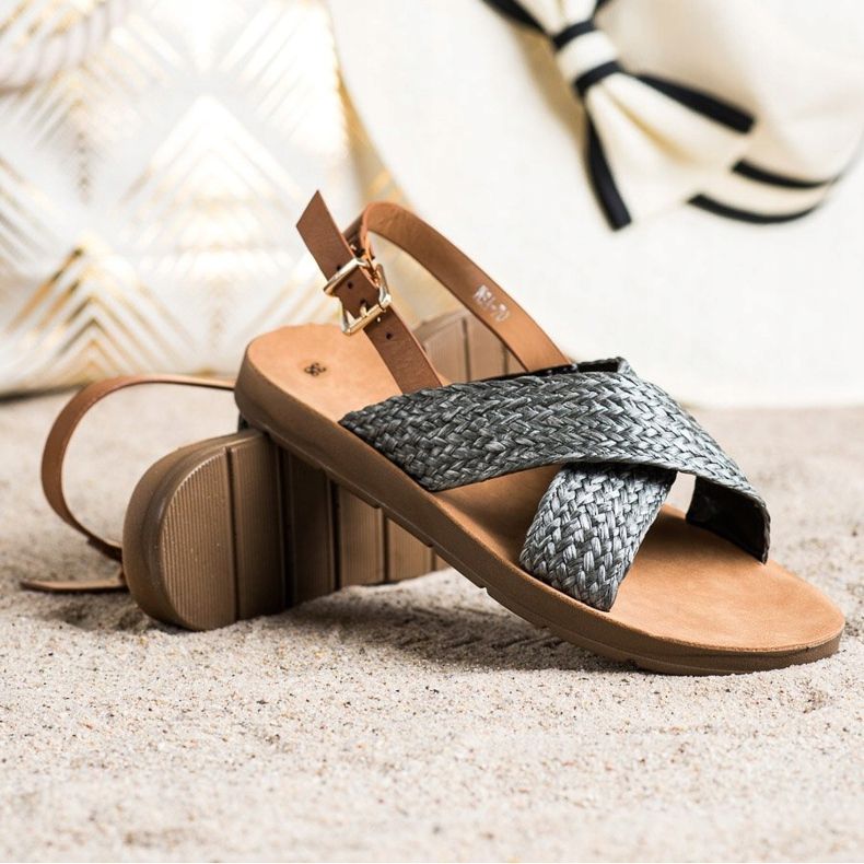 SHELOVET Sandale împletite confortabile negru 1