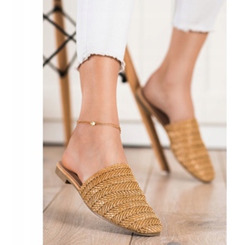 SHELOVET Papuci de paie maro 2