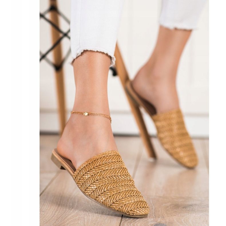 SHELOVET Papuci de paie maro 2