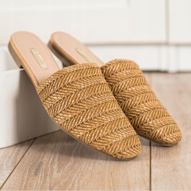 SHELOVET Papuci de paie maro 1