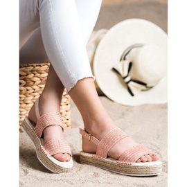 SHELOVET Sandale împletite pe platformă roz 2