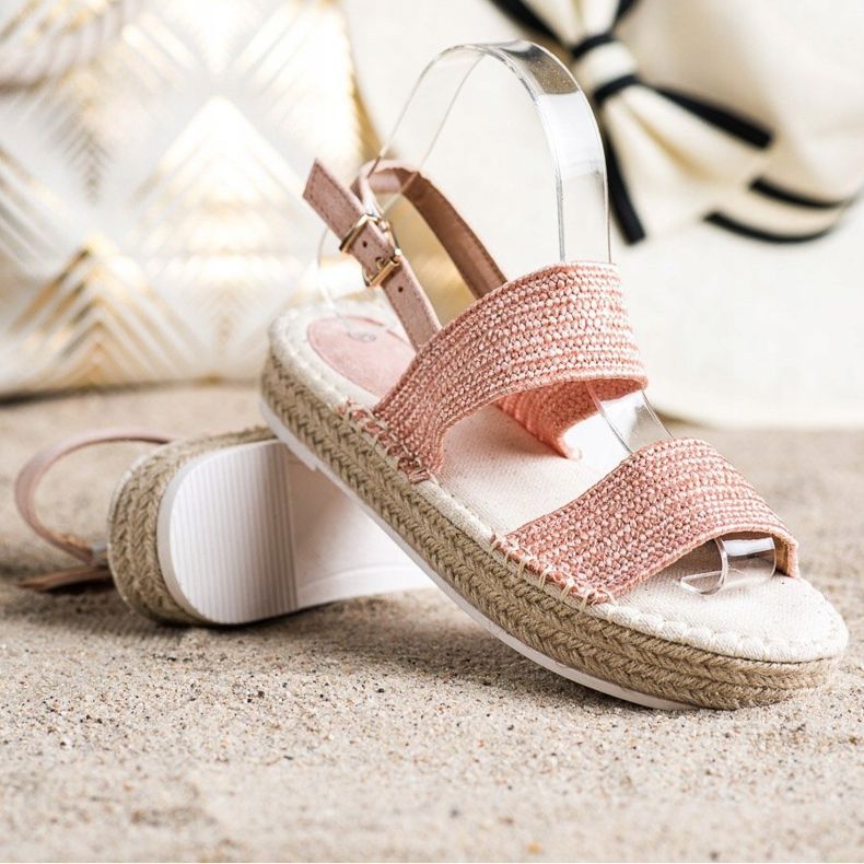 SHELOVET Sandale împletite pe platformă roz 1