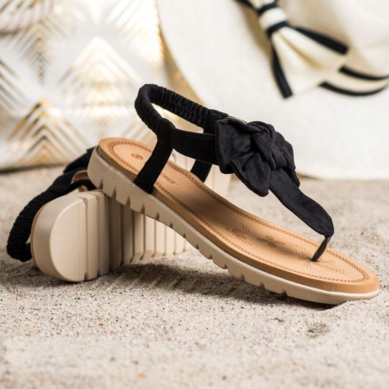 SHELOVET Sandale cu flip-flops cu arc negru 1