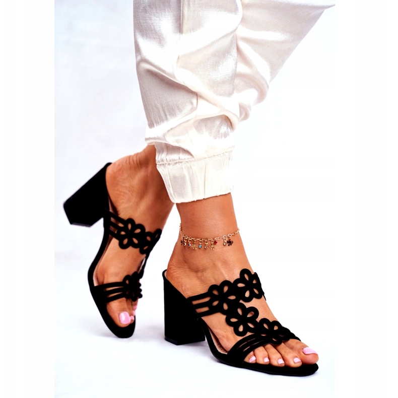 Papuci de damă cu toc înalt Sergio Leone negru SK031 2