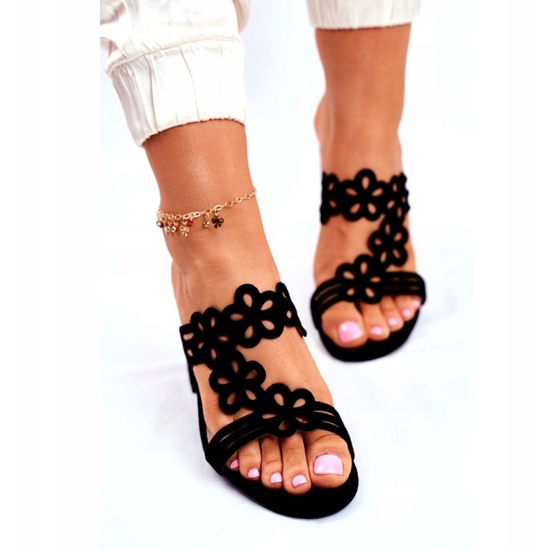 Papuci de damă cu toc înalt Sergio Leone negru SK031 3