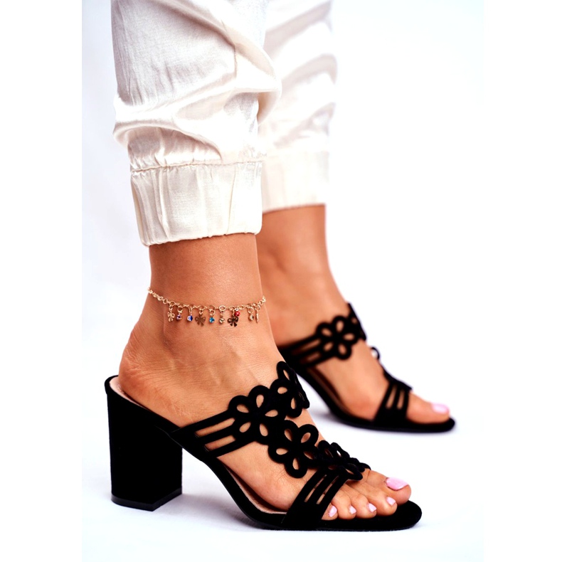 Papuci de damă cu toc înalt Sergio Leone negru SK031 4