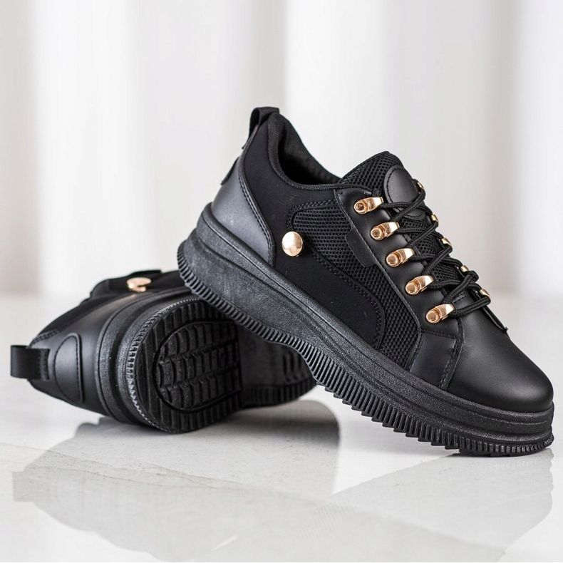 SHELOVET Adidași negri pe platformă negru 1