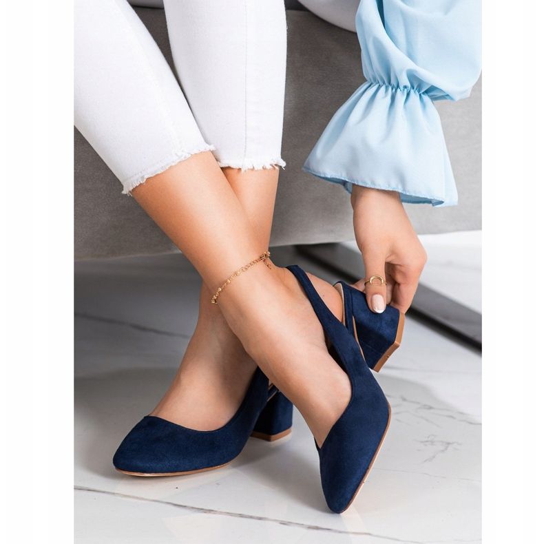 Goodin Pompele alunecoase cu toc expus albastru marin albastru 1