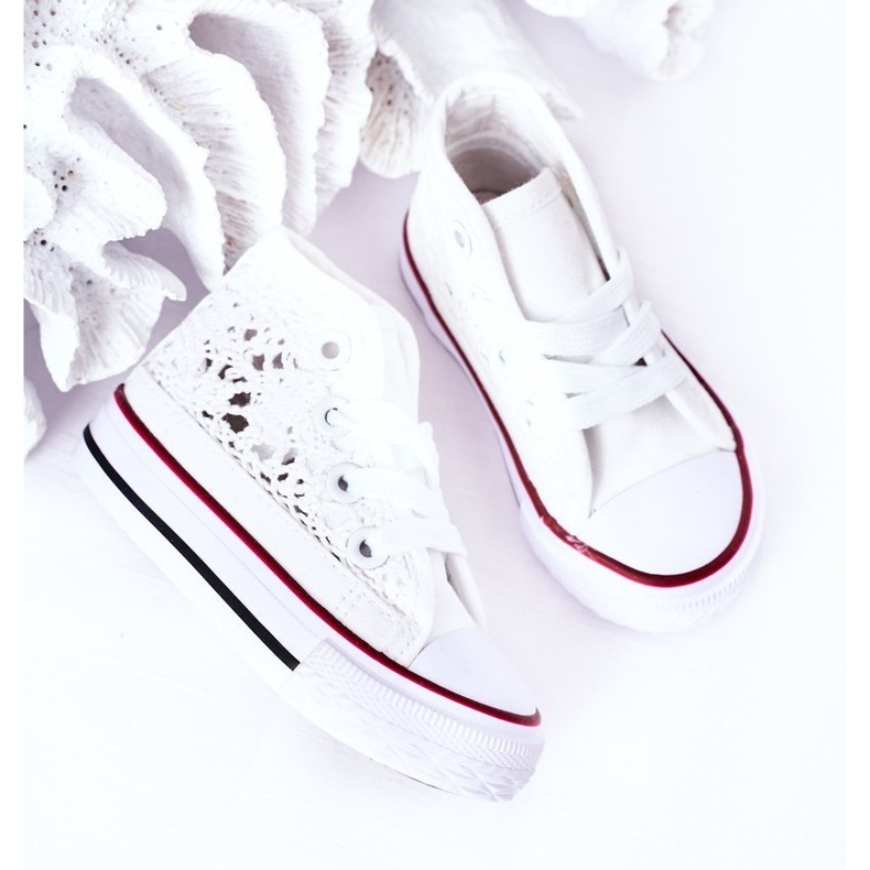 Adidași pentru copii cu dantelă albă Roly-Poly 2