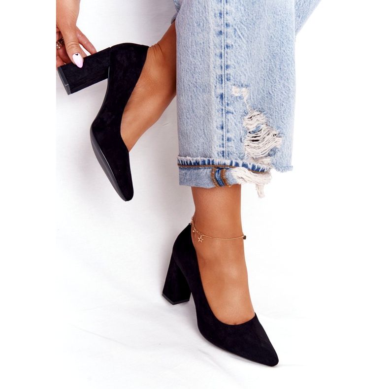 Pompe din piele de căprioară pe o bară Sergio Leone PB216 Negru 1