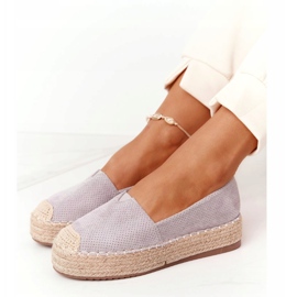 Espadrile pe platforma de paie BL1922 Autostrada gri 1