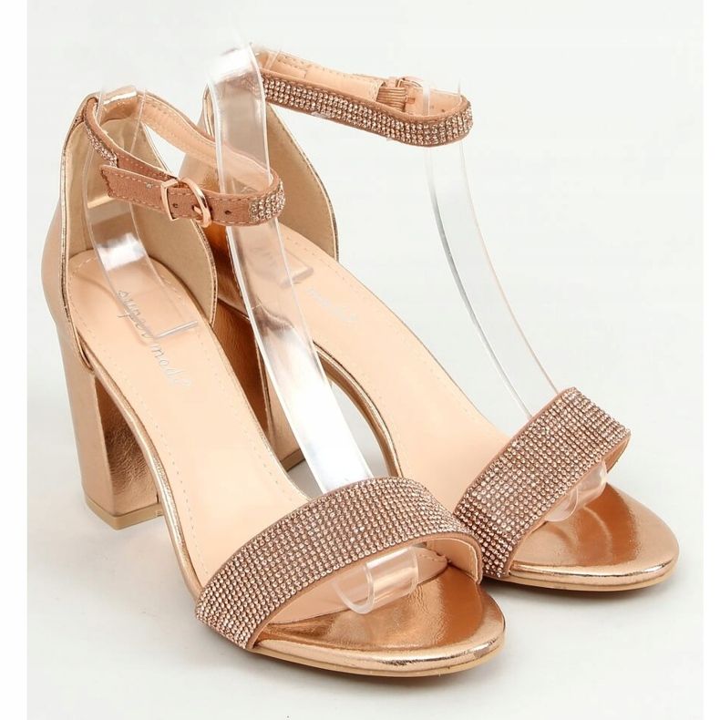 Sandale cu toc șampanie 1478 Șampanie de aur 1