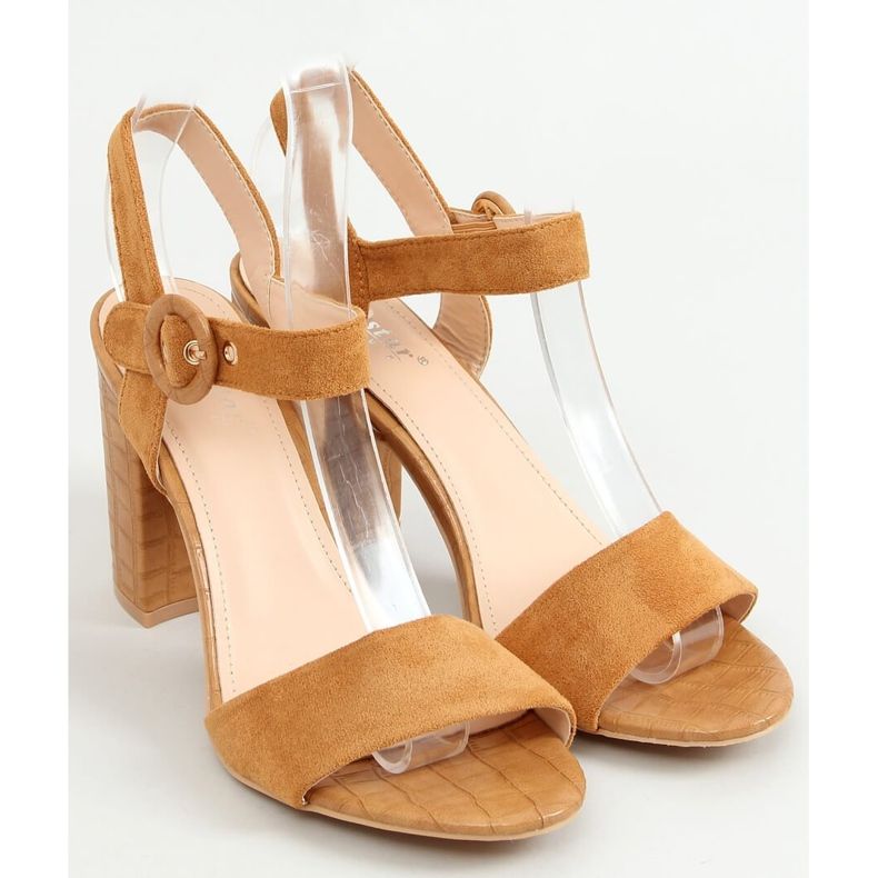 Sandale cu toc camel SL1008P Camel maro multicolor 1