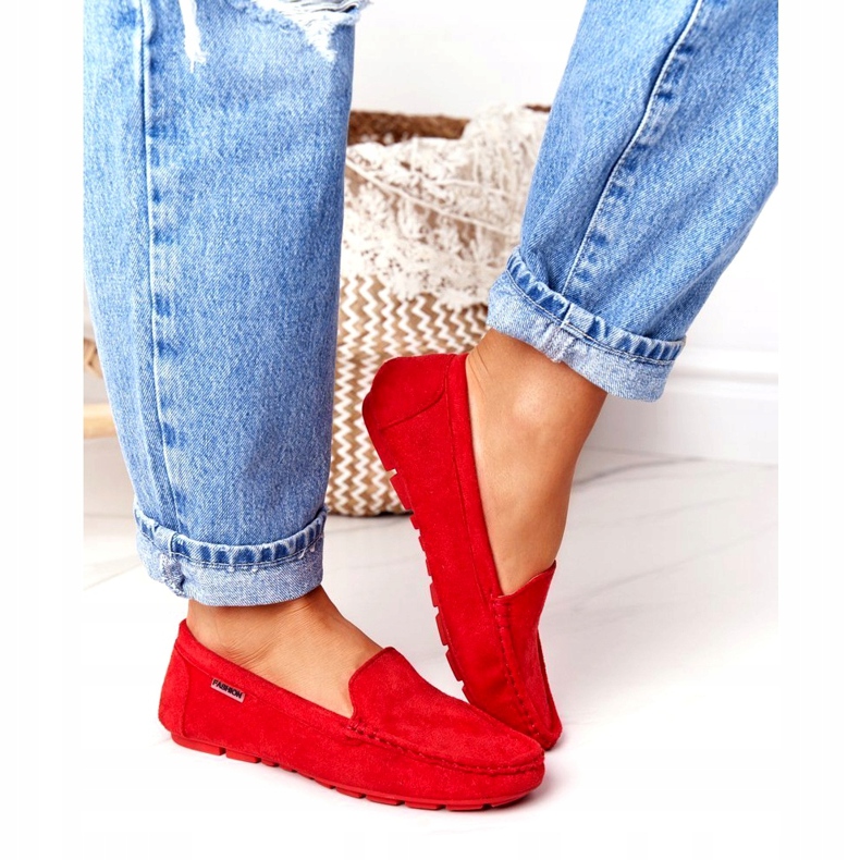 PH1 Mocasini de piele roșie San Marino din piele de căprioară roșu 3