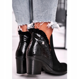 Cizme de damă pe toc, piele de primăvară Maciejka negru 04833-01 2