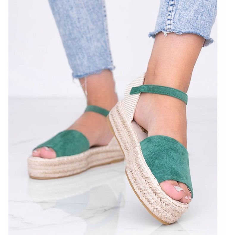 Sandale verzi pe platforma Pearl River verde 1