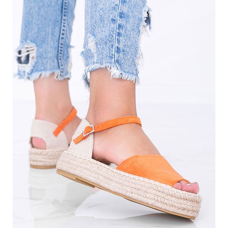 Sandale portocalii pe platforma Pearl River portocale 1