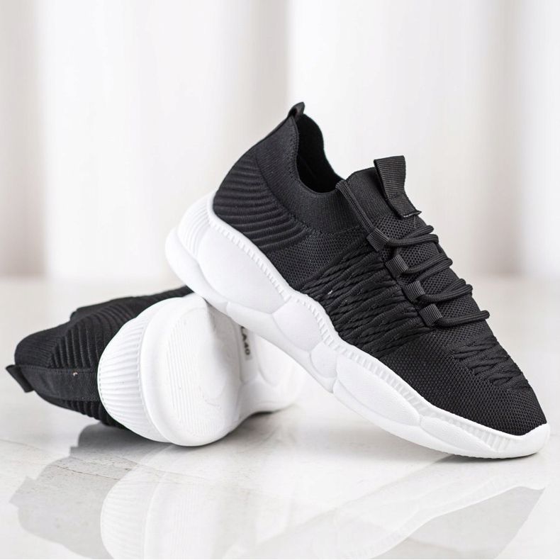 SHELOVET Adidași clasici din material textil negru 1