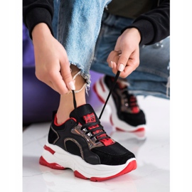 Adidași pe platforma FASHION negru roșu 2