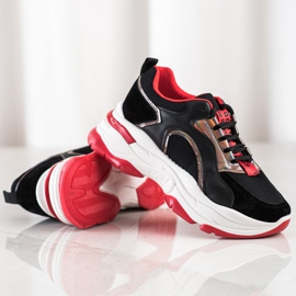 Adidași pe platforma FASHION negru roșu 1