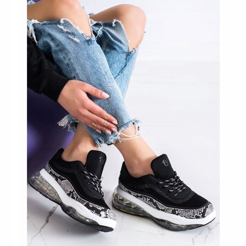 SHELOVET Adidași pe o platformă transparentă alb negru 1