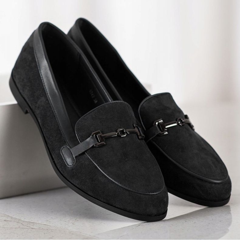 Coura Mocasini cu ornament negru 2