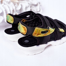 Sandale sport pentru copii cu Velcro Black Flyn negru 1