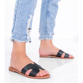 Papuci cu model din piele de crocodil Phoenix negru 1