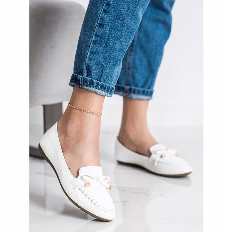 Kayla Mocasini casual din piele ecologică alb 1