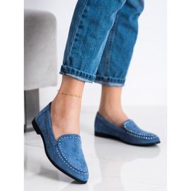 Coura Lordii clasici din piele de căprioară albastru 1