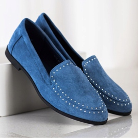 Coura Lordii clasici din piele de căprioară albastru 2