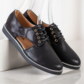 Forever Folie Pantofi la modă cu decupaj negru 2
