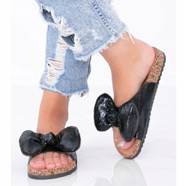 Papuci negri cu fundă de la Norris negru 1 Papuci negri cu fundă de la Norris negru 1